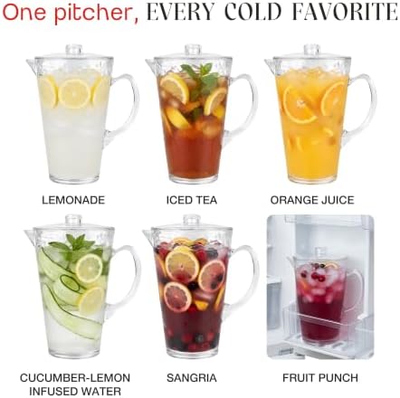 2.5Qt Clear BPA-Free Shatterproof Acrylic Pitcher with Lid