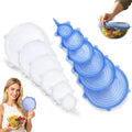 Silicone Stretch Lids, 6-Piece, Blue + White