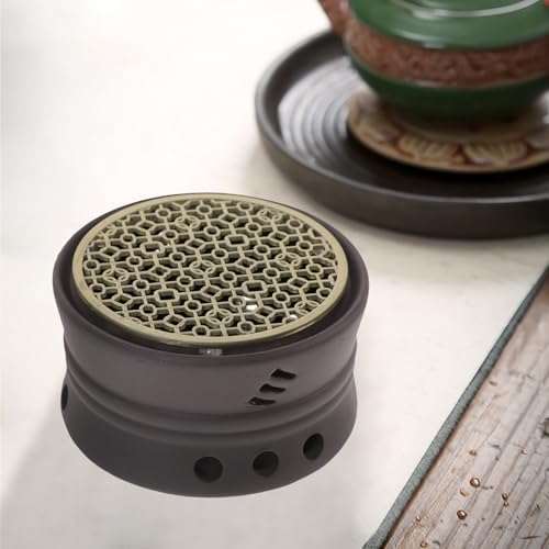 Japanese Ceramic Teapot Warmer with Copper Candleholder Base Tea