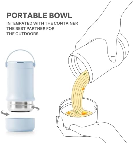 Ideus Soup Thermo with Foldable Spoon and Bowl 20oz, All-in-one