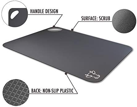 Fotouzy Plastic Cutting Boards with Food Icons, Set of 4, Flexible Cutting Mats with Hole, BPA-Free, Non-Slip and Dishwasher Safe, Modern Neutral Colors