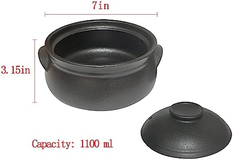 Korean Premium Stoneware Black Casserole Clay Pot with Lid,For Cooking