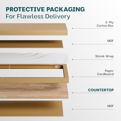 Bme Hevea Solid Wood Butcher Block Countertop, 48" x 30" x 1.5"