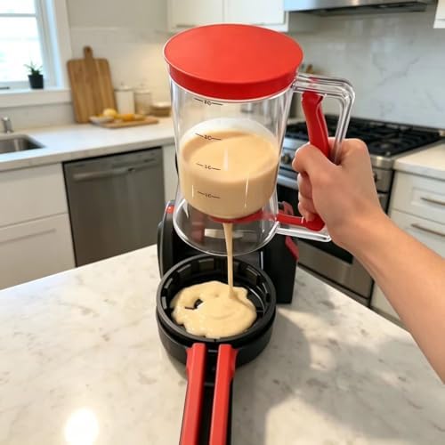 BBSTARZ 4-Cup Pancake Batter Dispenser, Red