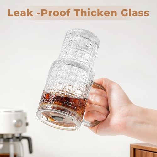 17oz Water Glass Tumbler with Handle & Lid Coasters, Reusable Iced
