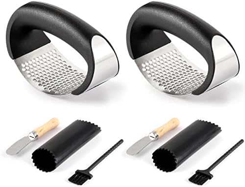 2 Pack Stainless Steel Garlic Press Rockers with Peelers