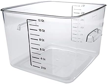Rubbermaid Commercial Products Square Food Container, 12-Quart, Clear