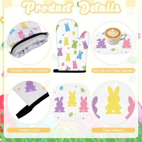 Tieshankao 10Pcs Easter Kitchen Decor Set Bunny Eggs Towels Pot