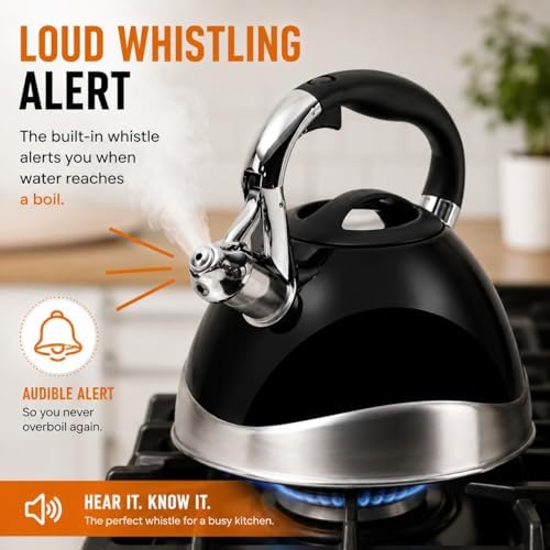 Creative Home Crescendo Whistling Tea Kettle, 3.1 Quart