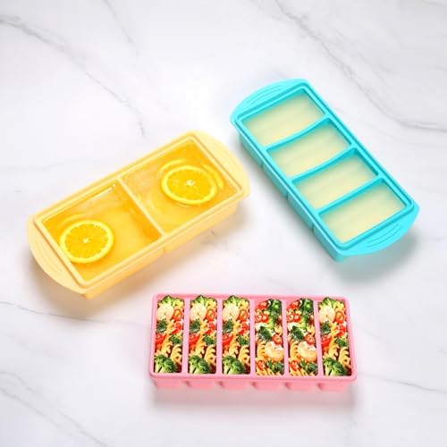 Silicone Freezer Molds Gift Set with 1 Tbsp,2 Tbsp, 1/2, 1, and 2 Cup