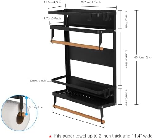 Garage Magnetic Rack, Foldable Paper Towel Holder with Shelf