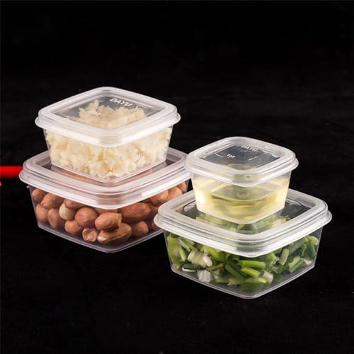MIUPOO Leak Proof Square Sauce Cup,Plastic Souffle Cups,Disposable