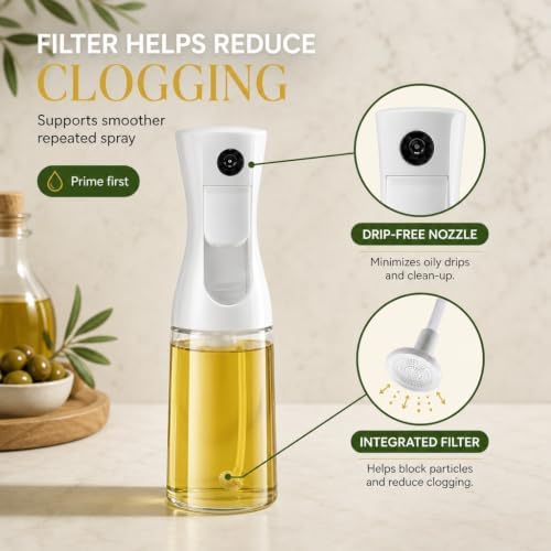 Olive Oil Sprayer for Cooking, 6.7 fl oz Glass
