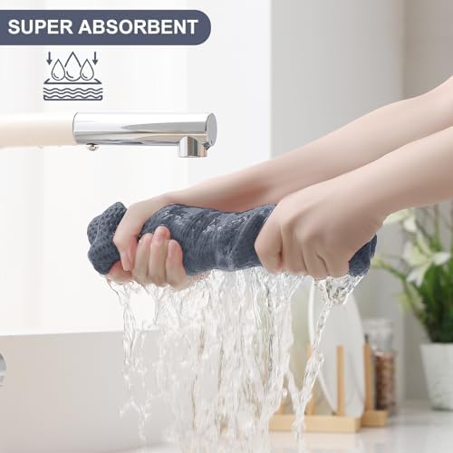Homaxy 8 Pack 100% Cotton Kitchen Towels and Dishcloths Set, Dark Grey