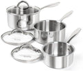 MICHELANGELO Saucepan Set 6pc, Triply Stainless Steel Sauce Pan with