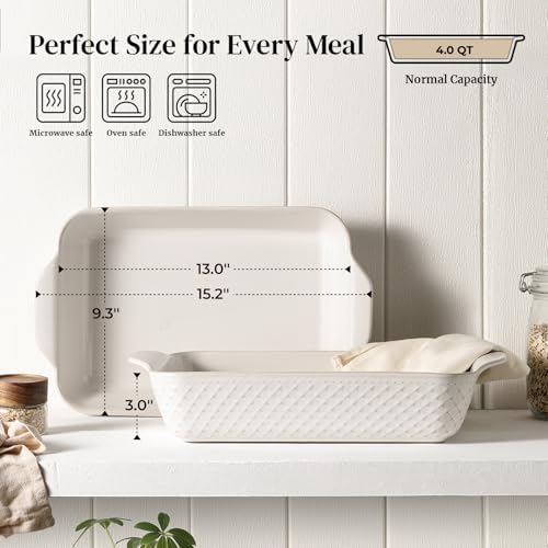 DOWAN 9x13 Deep Lasagna Baking Dish, Ceramic Casserole Dish for Oven