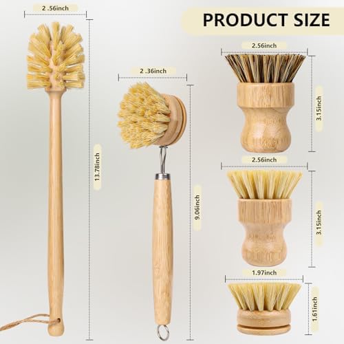 5 Pack Dish Brush Set with 14’’ Bottle Brush