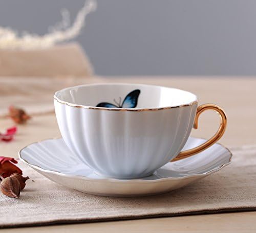 Jusalpha 4 Pcs Elegant Multi Color Tea Cup and Saucer Set with Spoons