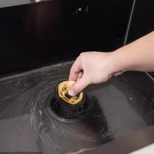 Gold Sink Drain Strainer Stopper Basket Set Stainless Steel Kitchen