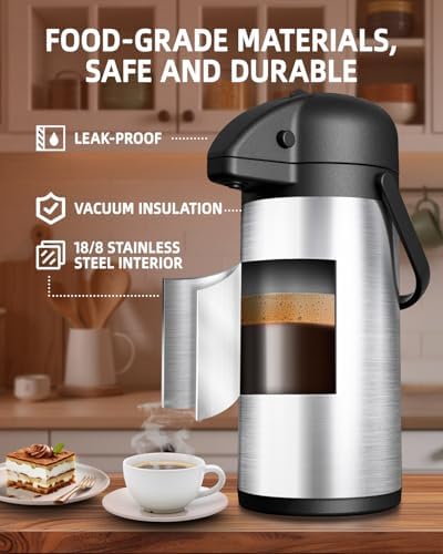 Esemoil Coffee Carafe for Keeping Hot, 102oz/3L Large Capacity Airpot