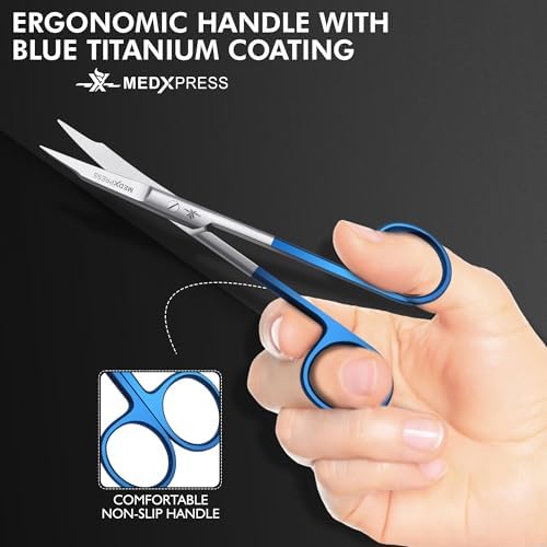 Blue Handle Premium Embroidery Scissors Curved for Art & Craft
