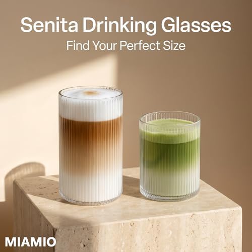 MIAMIO - Drinking Glasses Set of 8 / Water Glasses (9.5 oz) - Senita