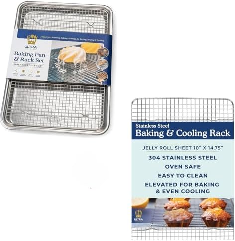 Ultra Cuisine Quarter Sheet Pan with Wire Rack Set & Stainless Steel