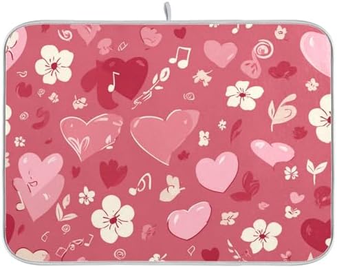 OTVEE Romantic Music Art Dish Drying Mat for Kitchen Counter Absorbent