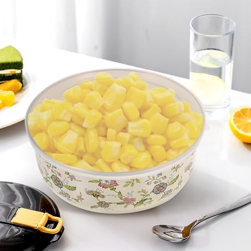FUOYLOO 5 Piece Enamel Mixing Bowl Set with Lids for Storage Xmas
