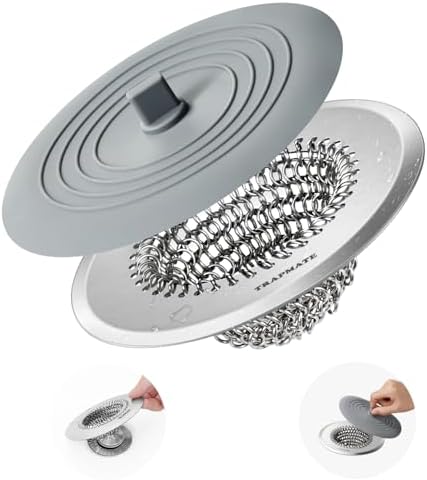Shower Drain Cover Bathtub Stopper, 4.4" Hair Catcher for Bath, Tub &