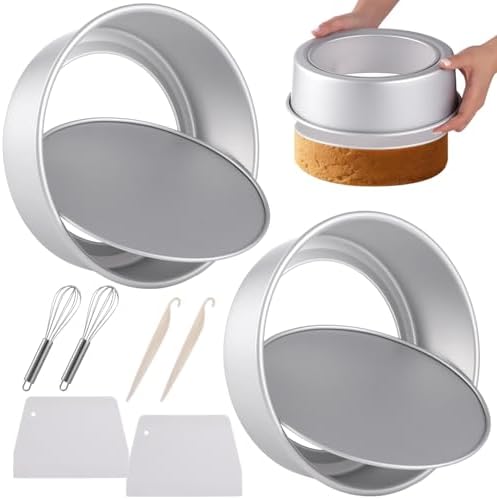 2 Pcs 9.5" Round Cake Pans, Anodized Aluminum Alloy Cake Molds with