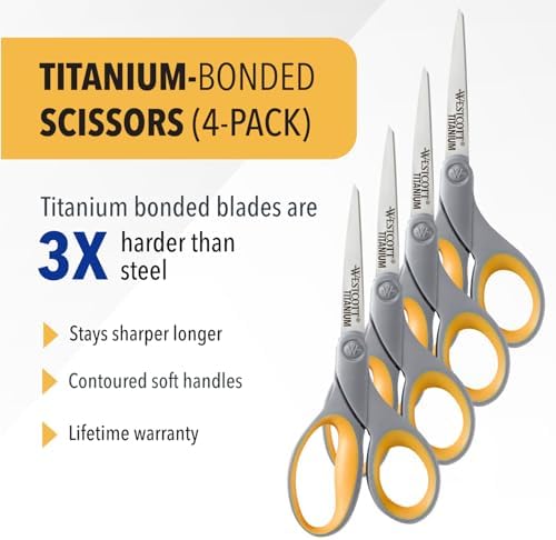 Westcott 8-Inch Titanium Bonded Scissors for Home, Office, and