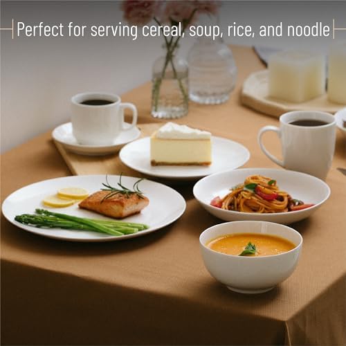 Brew To A Tea BTaT- White Soup Bowls Set of 12, 16 Ounces, Porcelain