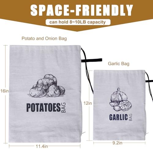 TOGETRUE Potato Onion Storage Bag, Portable Garlic Storage Bag, Onions