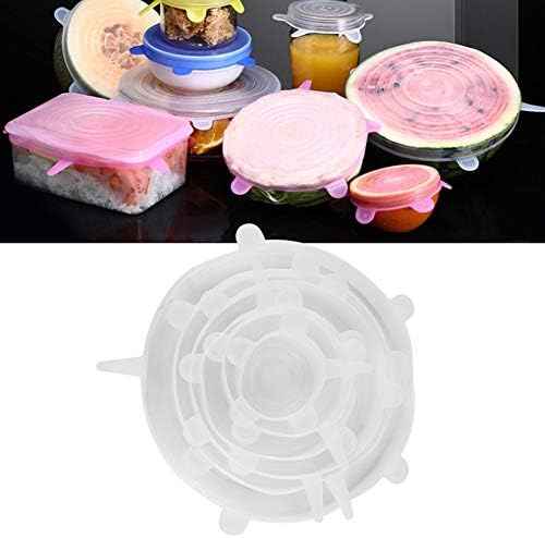 Silicone Stretch Lids, 6-Piece Transparent Bowl Covers