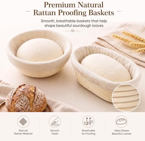 Sourdough Starter Kit, Round & Oval Banneton Baskets