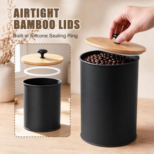 Canisters Sets for Kitchen Countertop 4 PCS Airtight Metal Containers