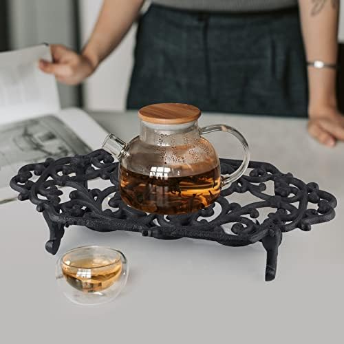 MOLIGOU Cast Iron Teapot Warmer, Teapot Warmer Stand with 3 Tealight