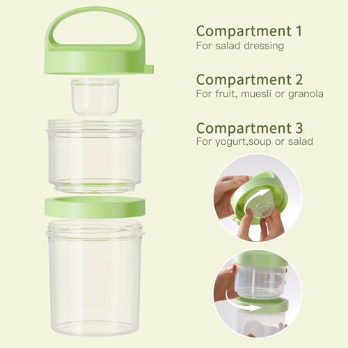 LUXEAR 31oz 2-Layer Yogurt Parfait Containers with Lids, 2 Pack