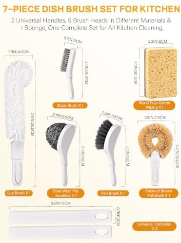 7 Pack Kitchen Cleaning Dish Brush Set with Storage Box for Pan Bottle