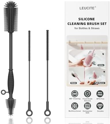 Silicone Bottle and Straw Cleaning Brush Set, 3-Piece
