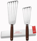 Fish Spatula Turner, Stainless Steel Slotted Spatulas Set, 3"x6"+4"x8"