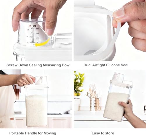 Rice Storage Container, 3-5 Lbs Tcereal Storage Container, White