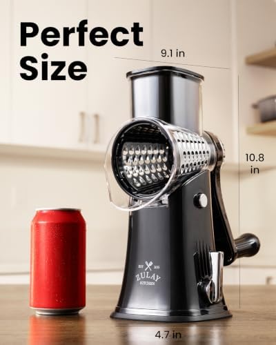 Rotary Cheese Grater Hand Crank, 5 Blades, Black