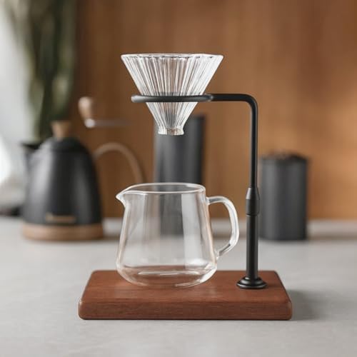 Pour over Coffee Dripper Stand, Black, Sapele Base