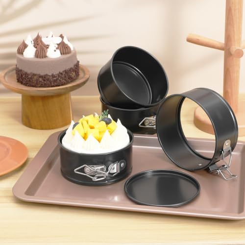 4-Inch Mini Springform Pan Set - 6Piece Small Nonstick Cheesecake Pan