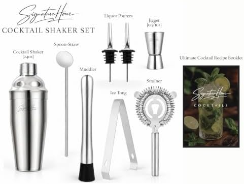 Cocktail Shaker Set – SignatureHour 24 oz Stainless Steel 9-Piece