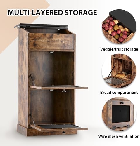 ONG Storage Bin Wood, Wooden Bread Storage Bins, Decorative Potato and