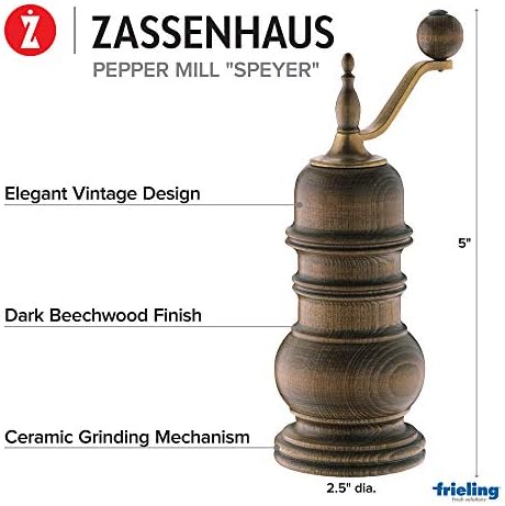 Zassenhaus Speyer 5.1-Inch Dark Stained Beech Pepper Mill