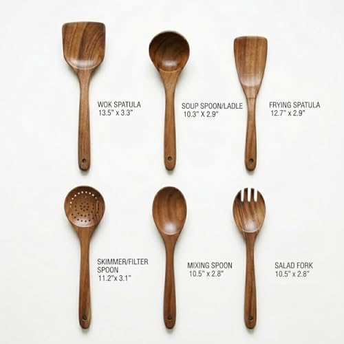 APM DISTRIBUTION 6-Piece Teak Wood Spatula Set